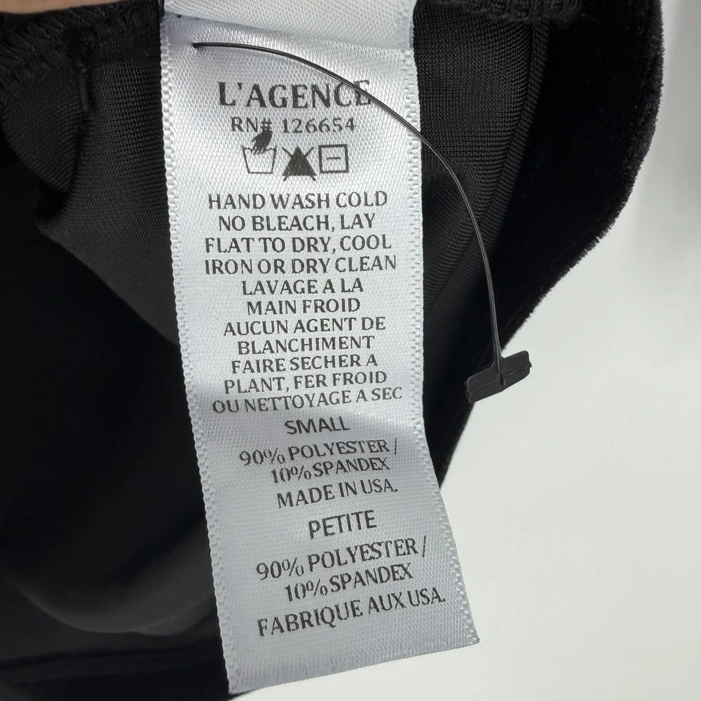 L'AGENCE Aja Velvet Turtleneck Top S Black Stretchy Minimalist Soft Witchy Fall